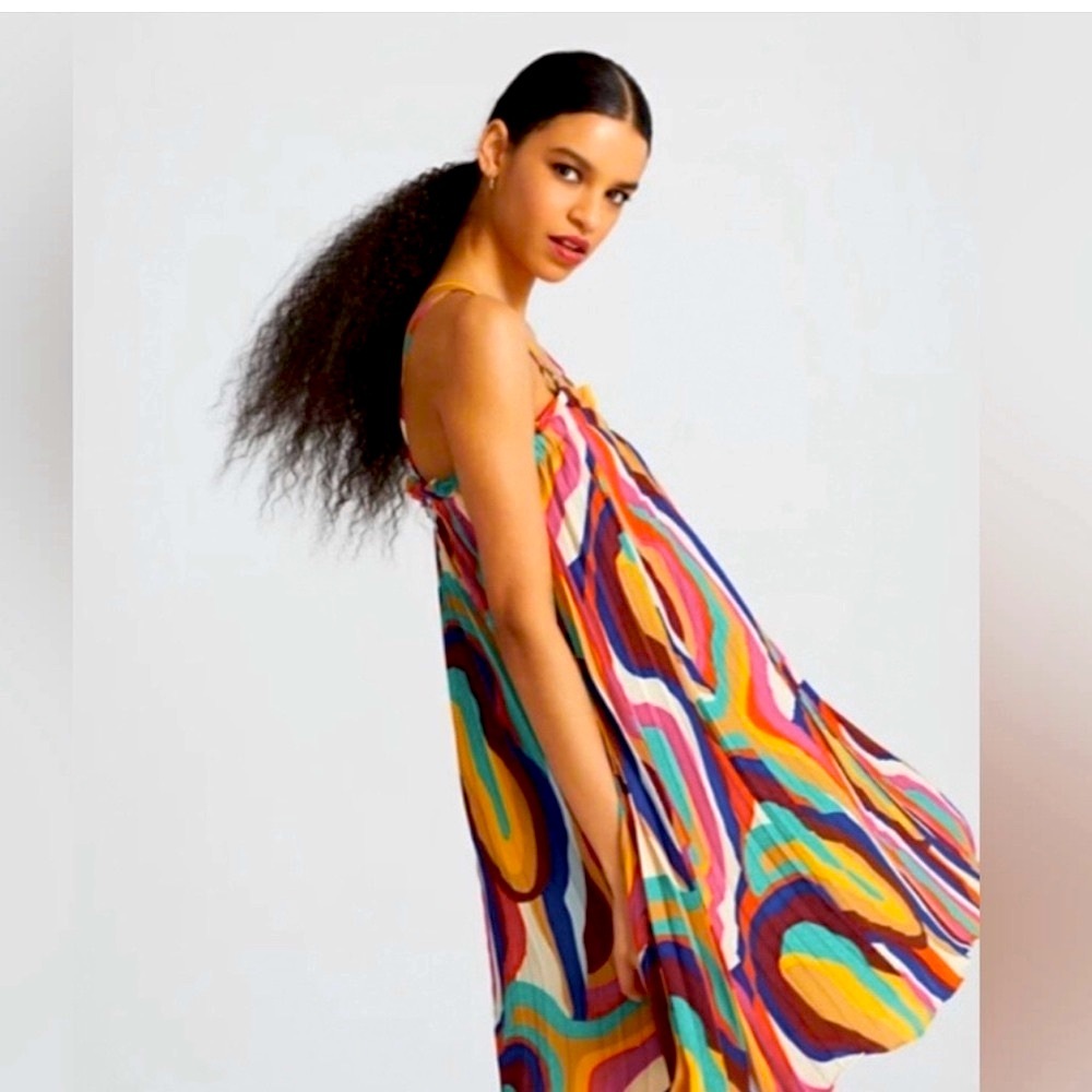 New York & Co Gabrielle Union Multicolored Midi Dress Sz Large
